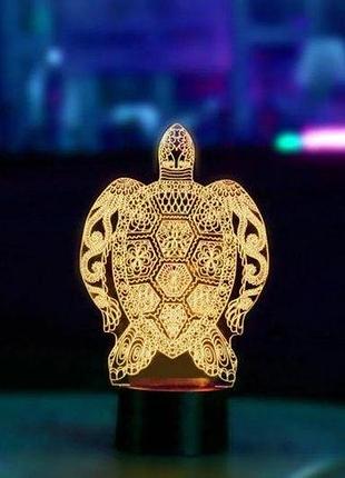 3d нічник "черепаха" (волічне зображення) + пульт дк + мережевий адаптер + батарейки (3ааа) 3dtoyslamp