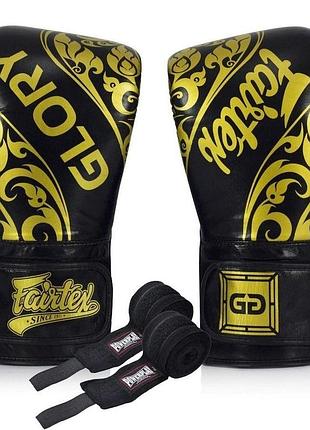 Боксерські рукавиці fairtex bgvg2 velcro black 14 унцій (бинти в комплекті)
