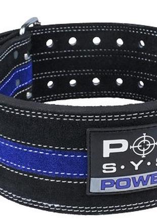 Пояс для пауерліфтингу power system ps-3800 powerlifting шкіряний black/blue line xxl