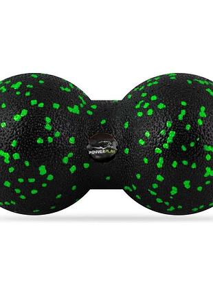 Масажний м'яч подвійний powerplay pp-4352 epp foam peanut ball (d8*16cm.) чорно/зелений