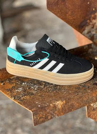 Стильные женские кроссовки adidas gazelle bold black