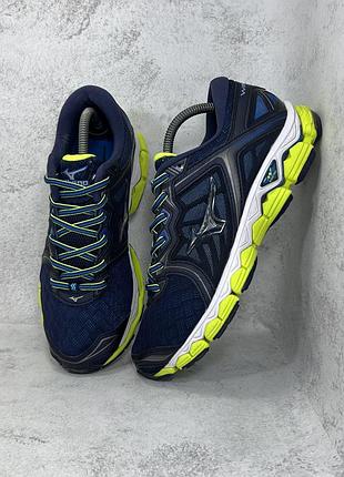 Бігові чоловічі сині кросівки сіточка mizuno wave sky