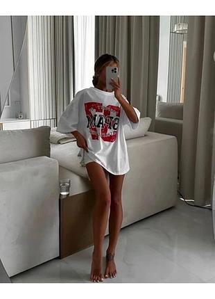Футболка жіноча oversize. з принтом., белый