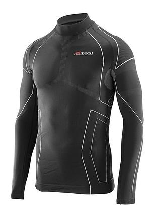 Термокофта з комірцем (лонгслів) x tech maglia race 3 munica lunga lupetto nero l/xl чорна