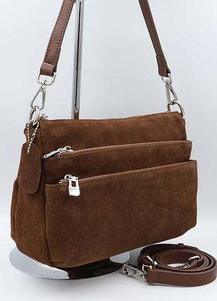 Сумка женская замшевая suede leather f8269 cocoa