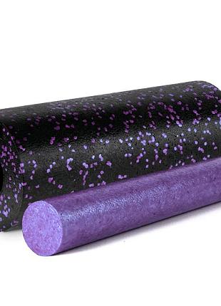 Масажний ролик (роллер) гладкий powerplay pp-4348 2 in 1 epp foam roller чорно/фіолетовий (33x14см.)