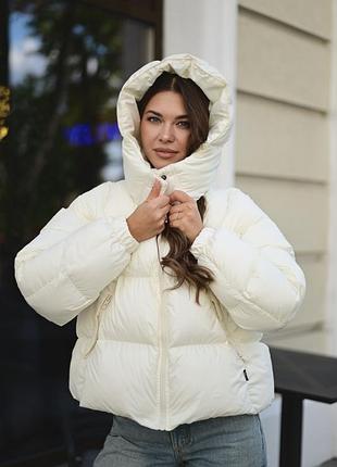 Молочный пуффер теплая зимняя куртка молоко теплый зимний пуховик молоко молочная куртка молочного цвета