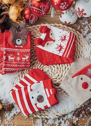 Комплект новорічних шкарпеток з різдвяними принтами 192