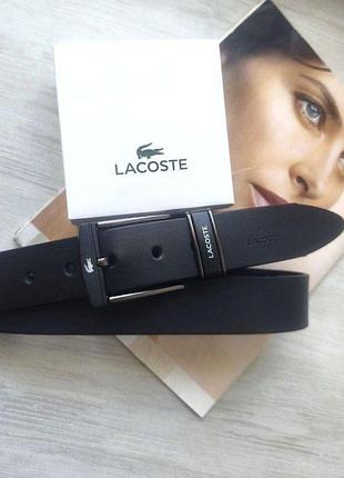 Мужской кожаный ремень lacoste + коробка в подарок!