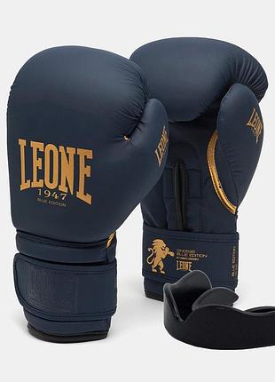 Боксерські рукавиці leone gn059b blue edition 10 унцій (капу в комплекті)