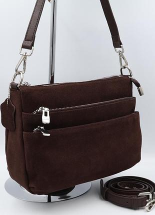 Сумка женская замшевая suede leather f8269 coffee