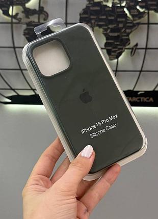 Чехол silicone case с микрофиброй для iphone 16 pro max, чехол-бампер для айфон 16 про макс (зеленый)