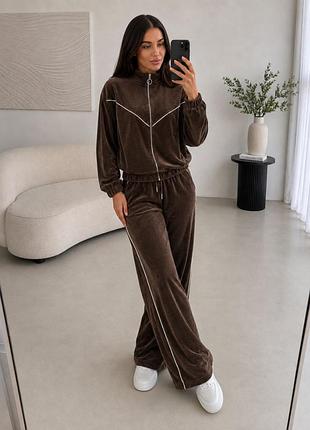 Трендовий костюм, must have 🔥 вільний крій, м'якенький велюр, палаццо штани зір худі