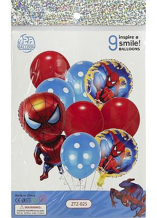 Набор воздушных шаров фотозона человек-паук spiderman 9 шт в упаковке ztz-025