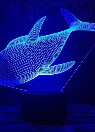3d ночник "касатка" (увеличенное изображение) + пульт ду + сетевой адаптер + батарейки (3ааа) 3dtoyslamp