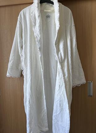 Жіночий білий халат розмір m-xl бавовна