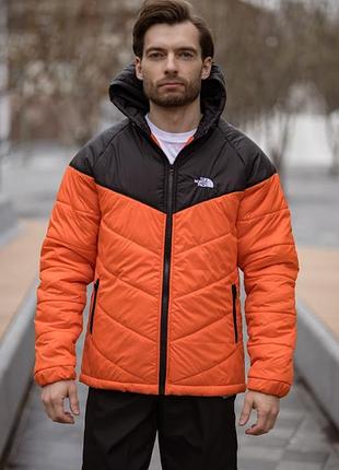 Демісезонна чоловіча помаранчева куртка tnf з силіконовим утеплювачем, прямим кроєм і кишенями для зберігання речей з блискавкою