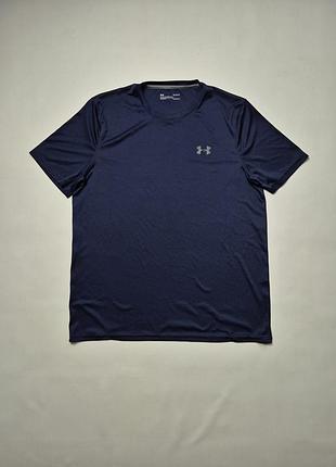 Оригінальна спортивна футболка under armour heatgear синя кофта для тренувань