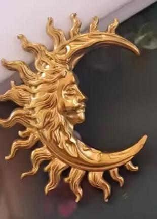 Брошь металлический месяц🌛 золотистое стильно можно новое украшение на одежду для женщин девушек тренд сезона
