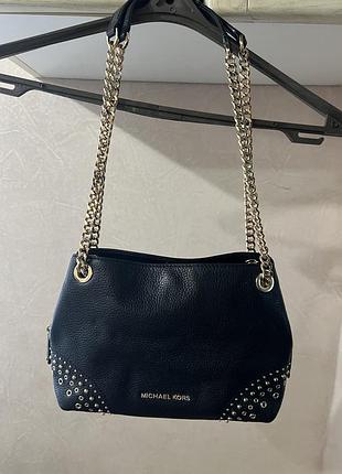 Сумочка michael kors jet set item medium chain tote shoulder leather bag