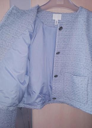 Жакет h&amp;m голубой букле 4