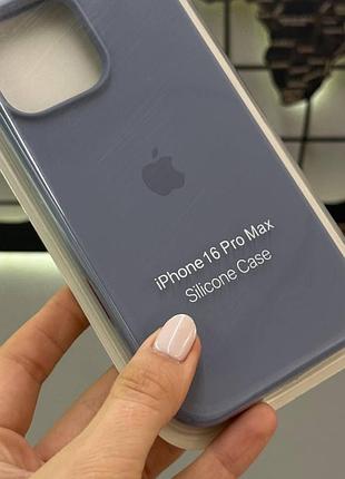 Чехол silicone case с микрофиброй для iphone 16 pro max, чехол-бампер для айфон 16 про макс (синий) 3