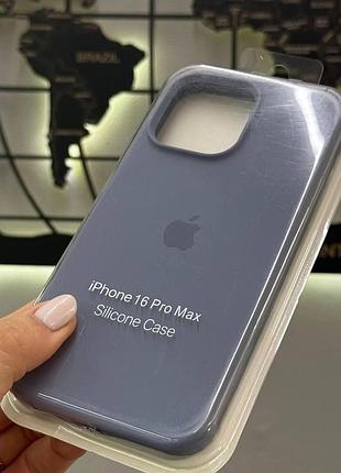 Чехол silicone case с микрофиброй для iphone 16 pro max, чехол-бампер для айфон 16 про макс (синий) 4