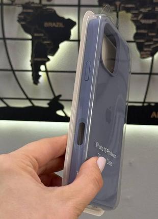 Чехол silicone case с микрофиброй для iphone 16 pro max, чехол-бампер для айфон 16 про макс (синий) 8
