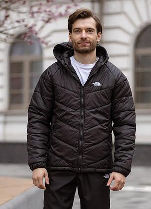 Спортивная черная куртка tnf для мужчин, утеплённая на силиконе, с капюшоном, реглановыми рукавами и регулируемым низом xxl