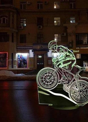 3d нічник "велосипед 3" (волічне зображення) + пульт дк + мережевий адаптер батарейки (3 ааа) 3dtoyslamp