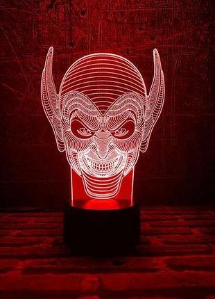 3d ночник "гоблин" (увеличенное изображение) + пульт ду + сетевой адаптер + батарейки (3ааа) 3dtoyslamp