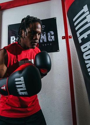 Боксерські рукавиці title boxing dynamic strike black/red 16 oz (бинти 4м. в комплекті) 9