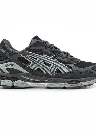 Сірі чоловічі кросівки asics nyc grey blue gore-tex winter termo х асікс 41