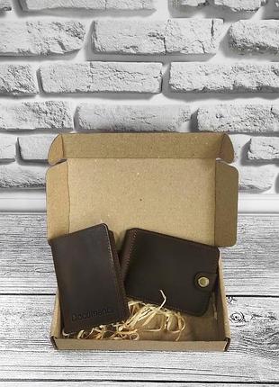 Подарунковий набір dnk leather №6 (затискач + обкладинка на права, id паспорт) хакі
