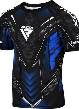 Рашгард rdx на короткий рукав, одобренная immaf, черно-синий xl