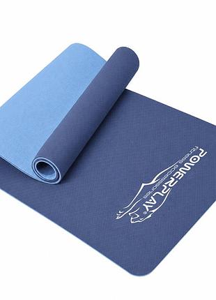 Килимок для йоги та фітнесу powerplay 4150 tpe premium performance mat океанічний (183x61x0.6 см.)