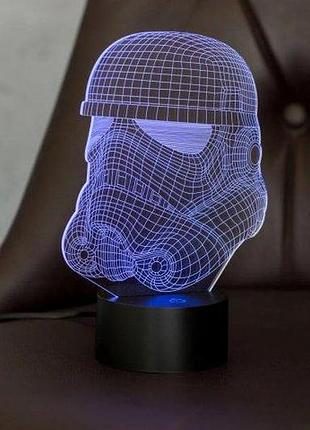 3d нічник "штурмовик" (воліченне зображення)+ пульт дк + мережевий адаптер +батарейки (3ааа) 3dtoyslamp