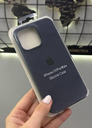 Чехол с микрофиброй silicone case для iphone 15 pro max, силиконовый чехол-накладка для айфон 15 про макс (синий)
