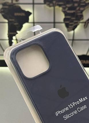 Чехол с микрофиброй silicone case для iphone 15 pro max, силиконовый чехол-накладка для айфон 15 про макс (синий) 2