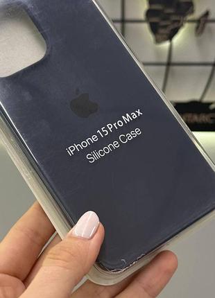 Чехол с микрофиброй silicone case для iphone 15 pro max, силиконовый чехол-накладка для айфон 15 про макс (синий) 3