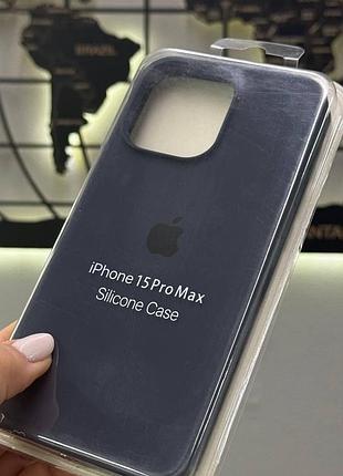 Чехол с микрофиброй silicone case для iphone 15 pro max, силиконовый чехол-накладка для айфон 15 про макс (синий) 4