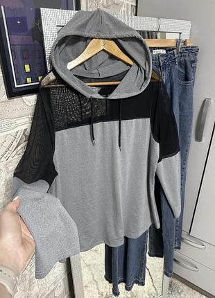 Кофта з капюшоном сітка shein