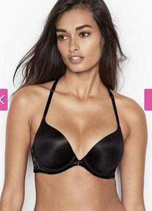 Чорний атласний бюстгальтер з пуш-ап  victoria's secret