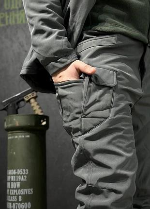 Штани утеплені на флісі софт шел soft shell сірі 3