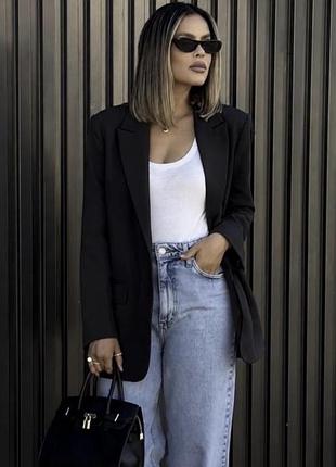 Стильний красивий актуальний прямий чорний піджак жакет від бренду pull&bear