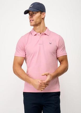 Класична бавовняна футболка-поло, поло пастельно-рожевий колір  crew clothing company, нова