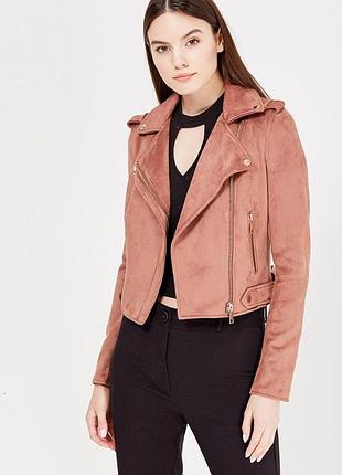 Косуха river island m пудрова укорочена куртка під замшу 🔥