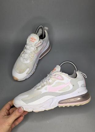Женские кроссовки nike air max 270 react в белом цвете с розовыми и серыми акцентами
