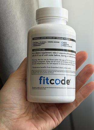 Незамінні амінокислоти, essential amino acids, fitcode, 90 рослинних капсул 3