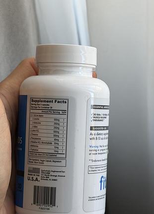 Незамінні амінокислоти, essential amino acids, fitcode, 90 рослинних капсул 4